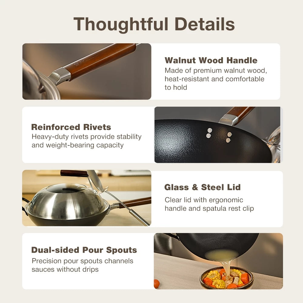 Kanda 30cm Japanese Iron Wok Series Iron God 3rd Generation