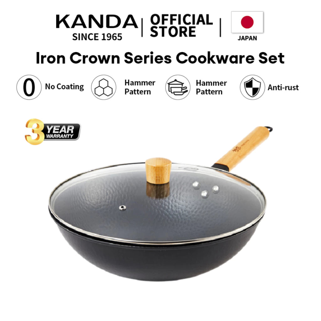 Kanda 32cm Japanese Iron Wok Series Iron God 3rd Generation