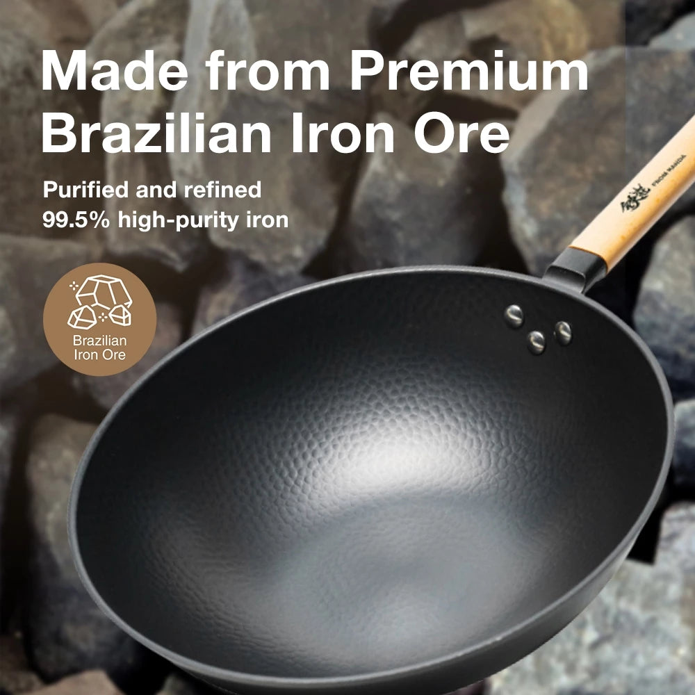 Kanda 32cm Japanese Iron Wok Series Iron God 3rd Generation