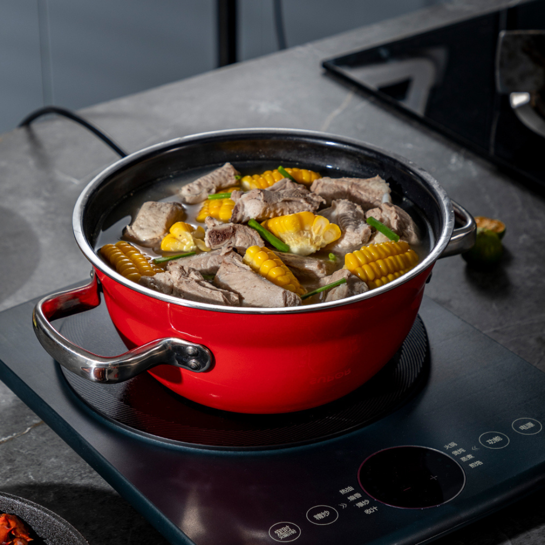 Kanda Japanese Ultra-Light Waterless Stew Pot 22cm Micro-Pressure Braiser with Titanium Fresh-Lock Coating