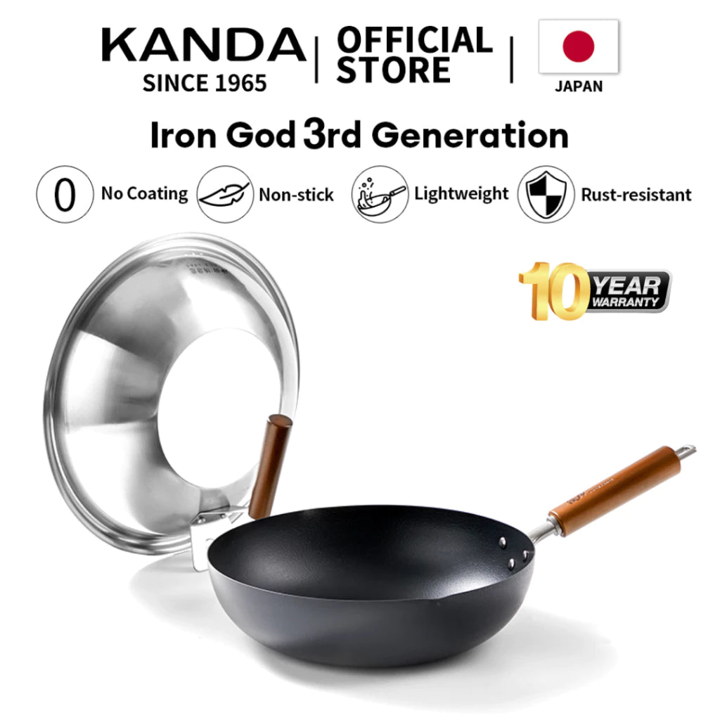 Kanda 30cm Japanese Iron Wok Series Iron God 3rd Generation